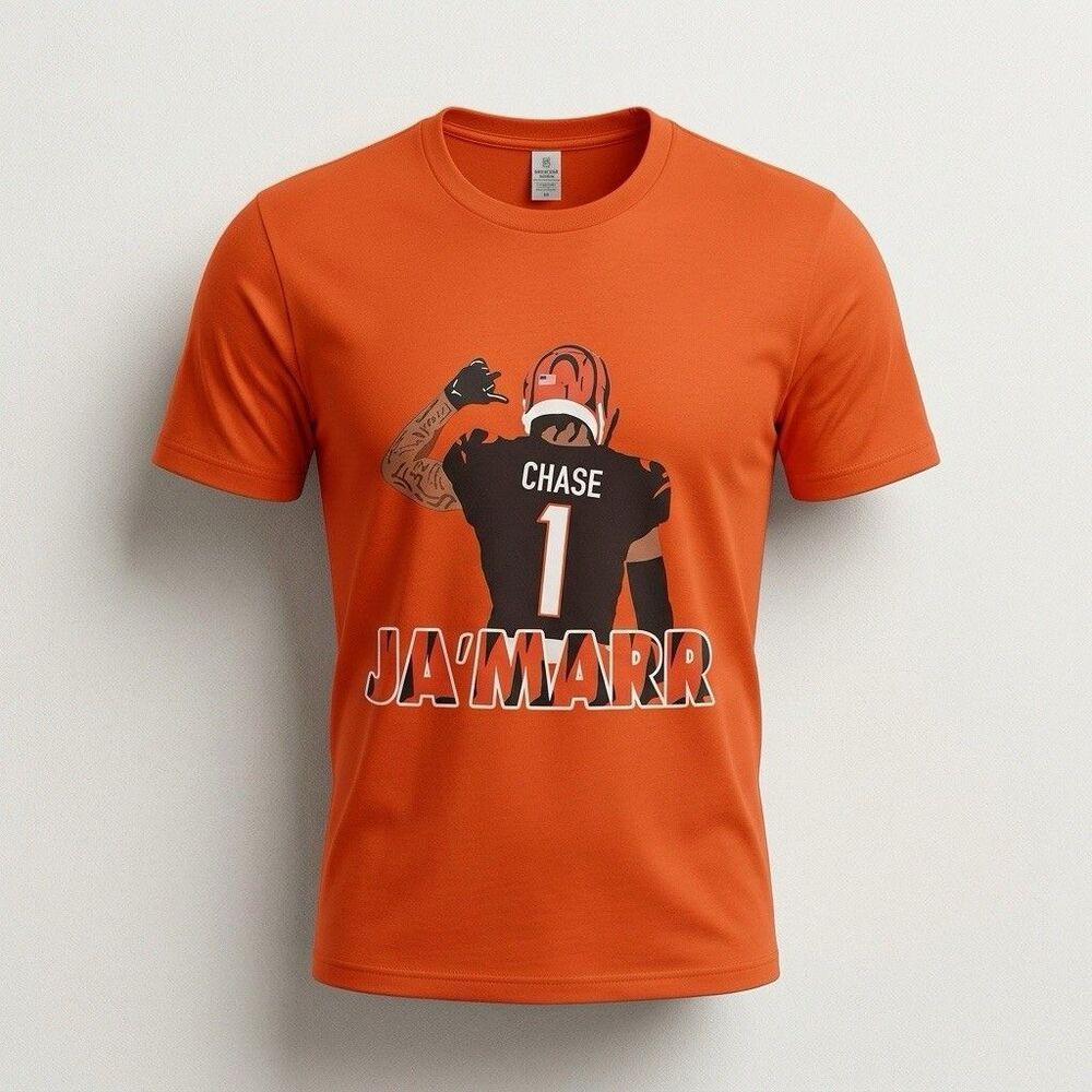 Ja'Marr Chase #1 Cincinnati Bengals Orange Youth Small T Shirt Gildan